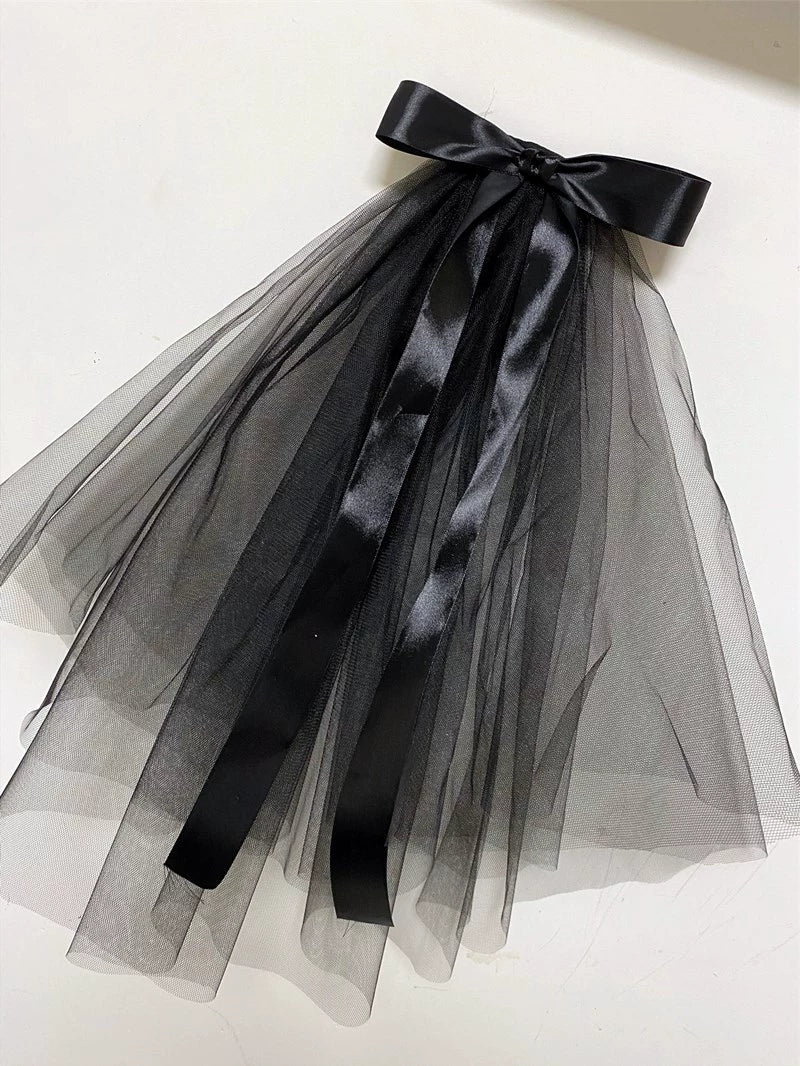 Roycebridal Gothic Wedding Accessories Black Bow Veil Retro Gothic