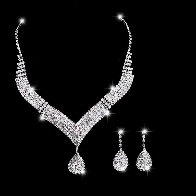 Roycebridal Wedding Jewelry Set Bridal Wedding Supplies Necklace Earrings Jewelry Set