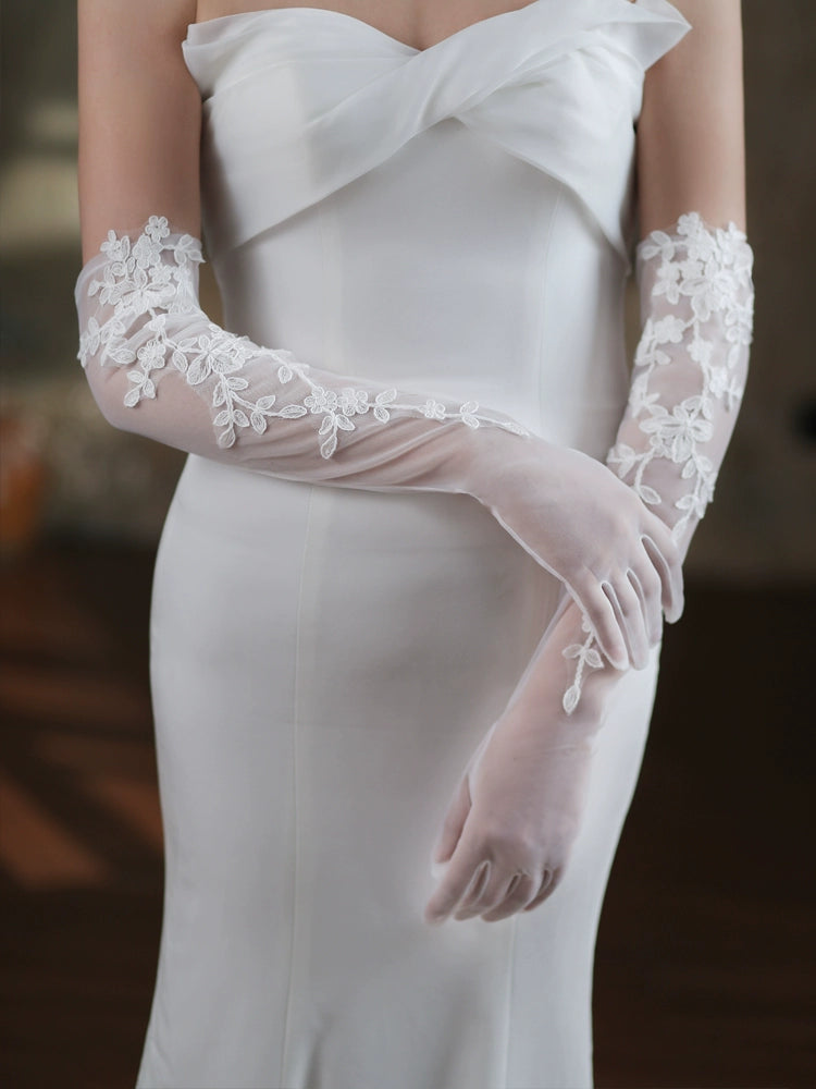 Roycebridal Long Lace Bridal Gloves