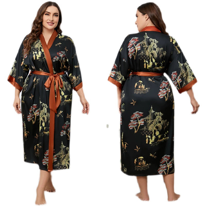 Roycebridal Home Service Suit Plus Size Robe Bathrobe Pajamas