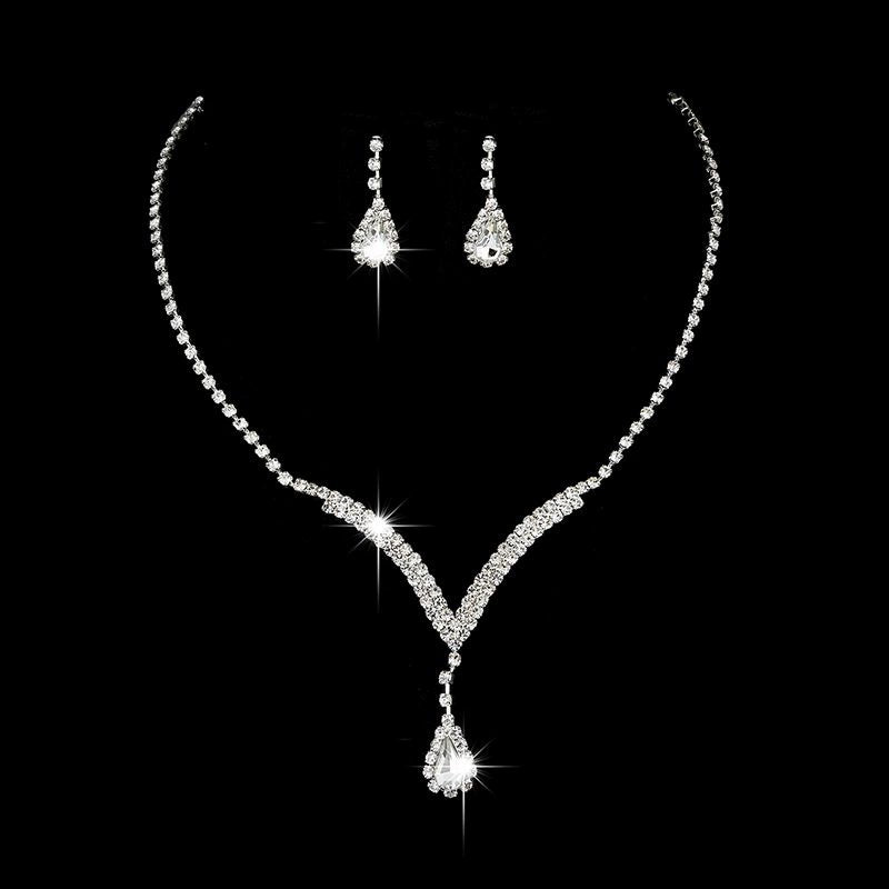 Roycebridal Bridal Jewelry Diamond Necklace Earrings Wedding Jewelry Set