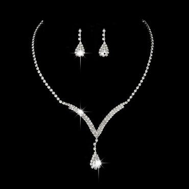 Roycebridal Bridal Jewelry Diamond Necklace Earrings Wedding Jewelry Set