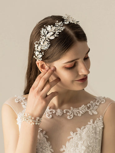 Roycebridal French Exquisite Rhinestone Bridal Wedding Hair Band Headdress Retro Crystal Headband Main Wedding Hair Accessories