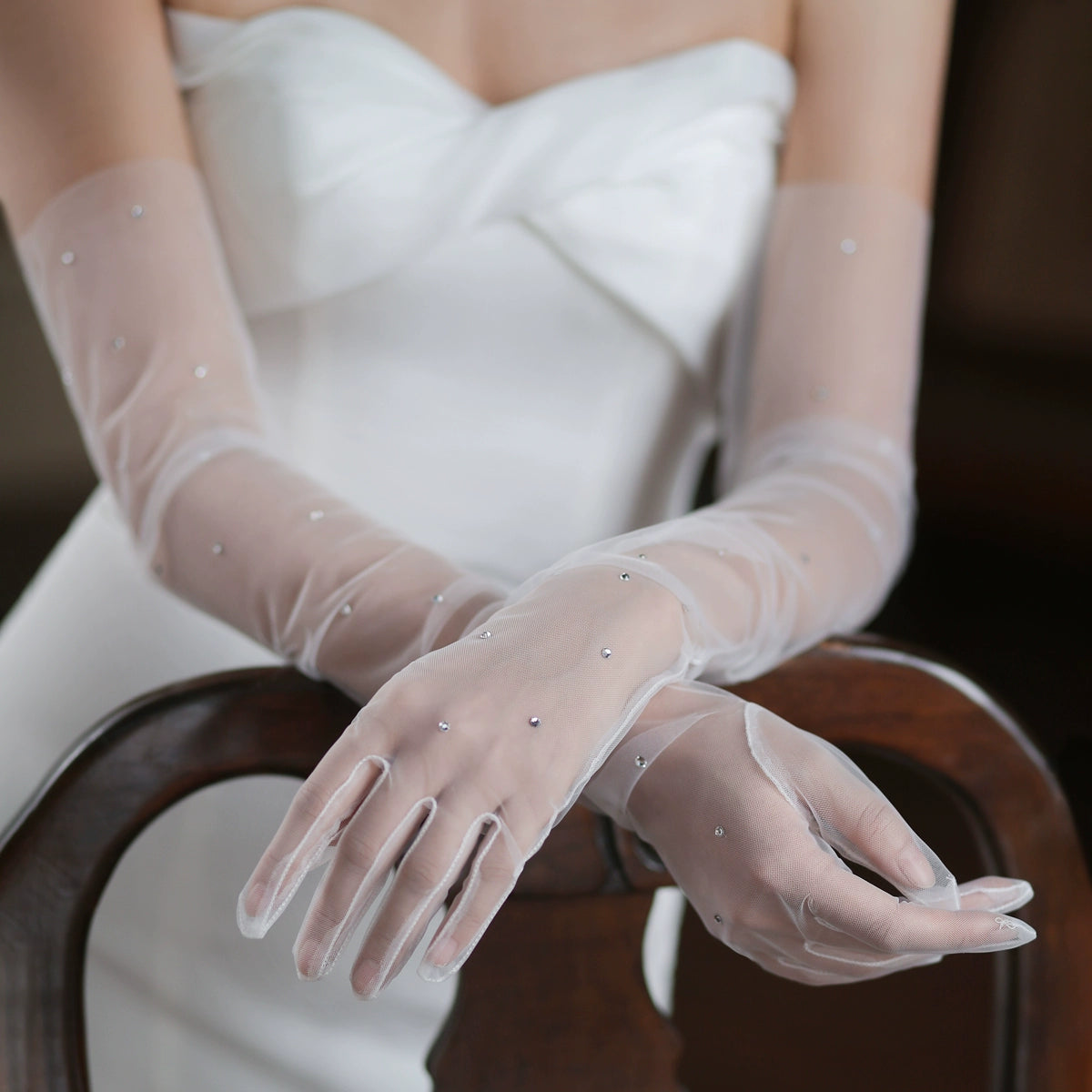 Roycebridal Long Diamond Bridal Gloves