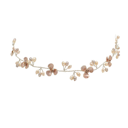 Roycebridal Freshwater Pearl Bridal Hair Accessories Exquisite Alloy Flower Engagement Dinner Toast Dress Headband Headdress