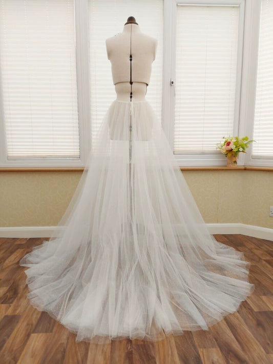 Roycebridal Detachable Train Shiny Double-layer Mesh Long Train