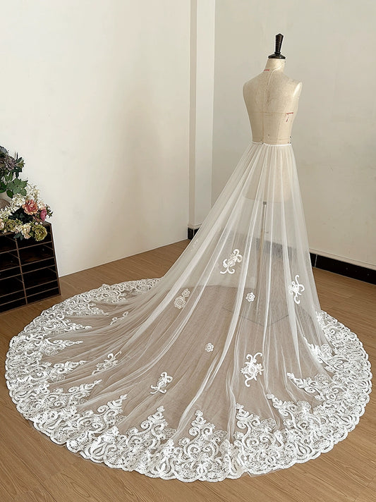 Roycebridal Detachable Train Removable Lace Flower Train