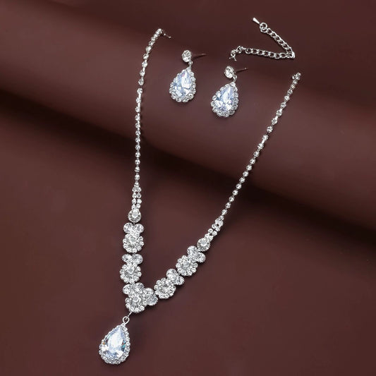 Roycebridal Full Diamond Rhinestone Necklace Set