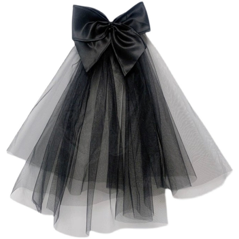 Roycebridal Gothic Wedding Accessories Retro Gothic Black Bow Veil