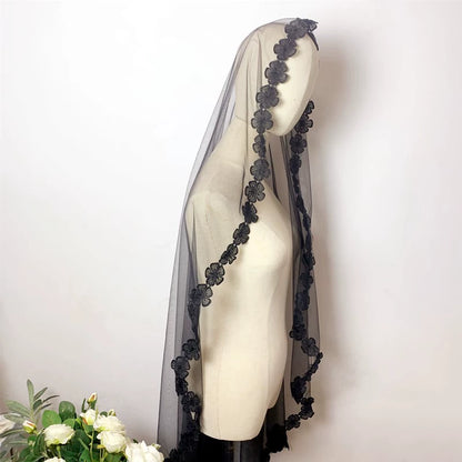 Roycebridal Gothic Wedding Accessories Black Veil Retro New Style Bridal Veil