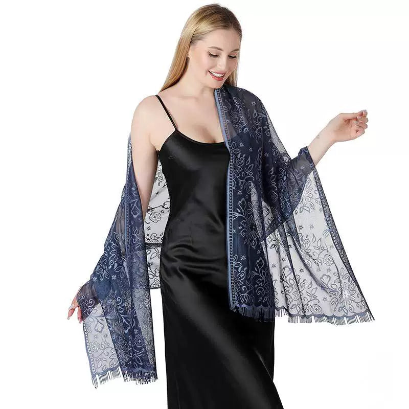 Roycebridal Jackets&Wraps Tie-dyed Flower Lace Scarf Bride Bridesmaid Dress With Cheongsam Evening Shawl Female Long Scarf