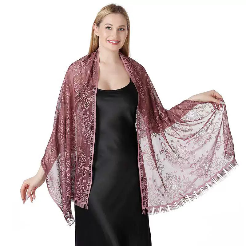 Roycebridal Jackets&Wraps Tie-dyed Flower Lace Scarf Bride Bridesmaid Dress With Cheongsam Evening Shawl Female Long Scarf