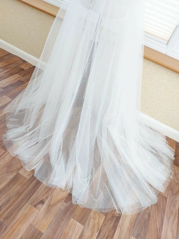 Roycebridal Detachable Train Shiny Double-layer Mesh Long Train