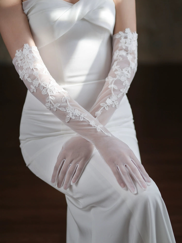 Roycebridal Long Lace Bridal Gloves