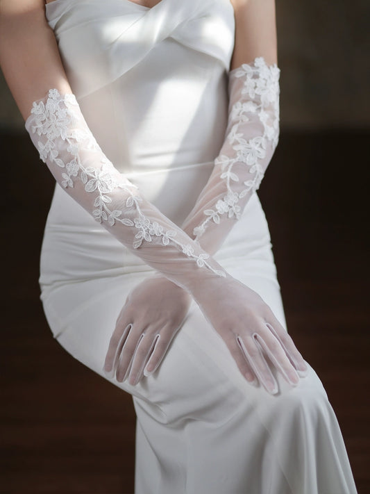 Roycebridal Long Lace Bridal Gloves