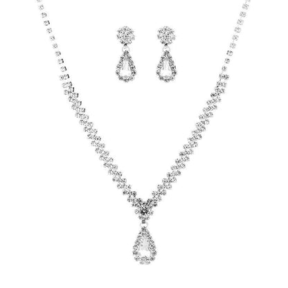 Roycebridal Diamond Drop Earrings Bracelet Earrings and Necklace Set Fashionable Bridal Wedding Jewelry Three-piece Set