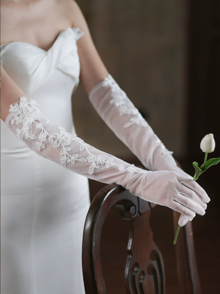 Roycebridal Long Lace Bridal Gloves