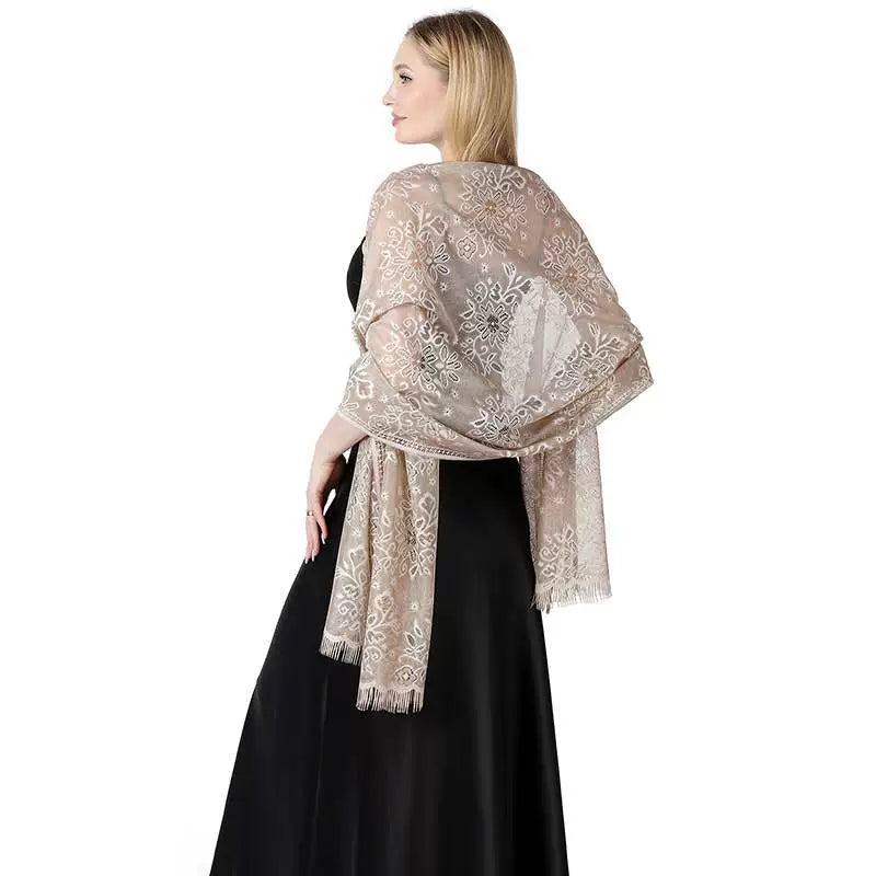 Roycebridal Jackets&Wraps Tie-dyed Flower Lace Scarf Bride Bridesmaid Dress With Cheongsam Evening Shawl Female Long Scarf