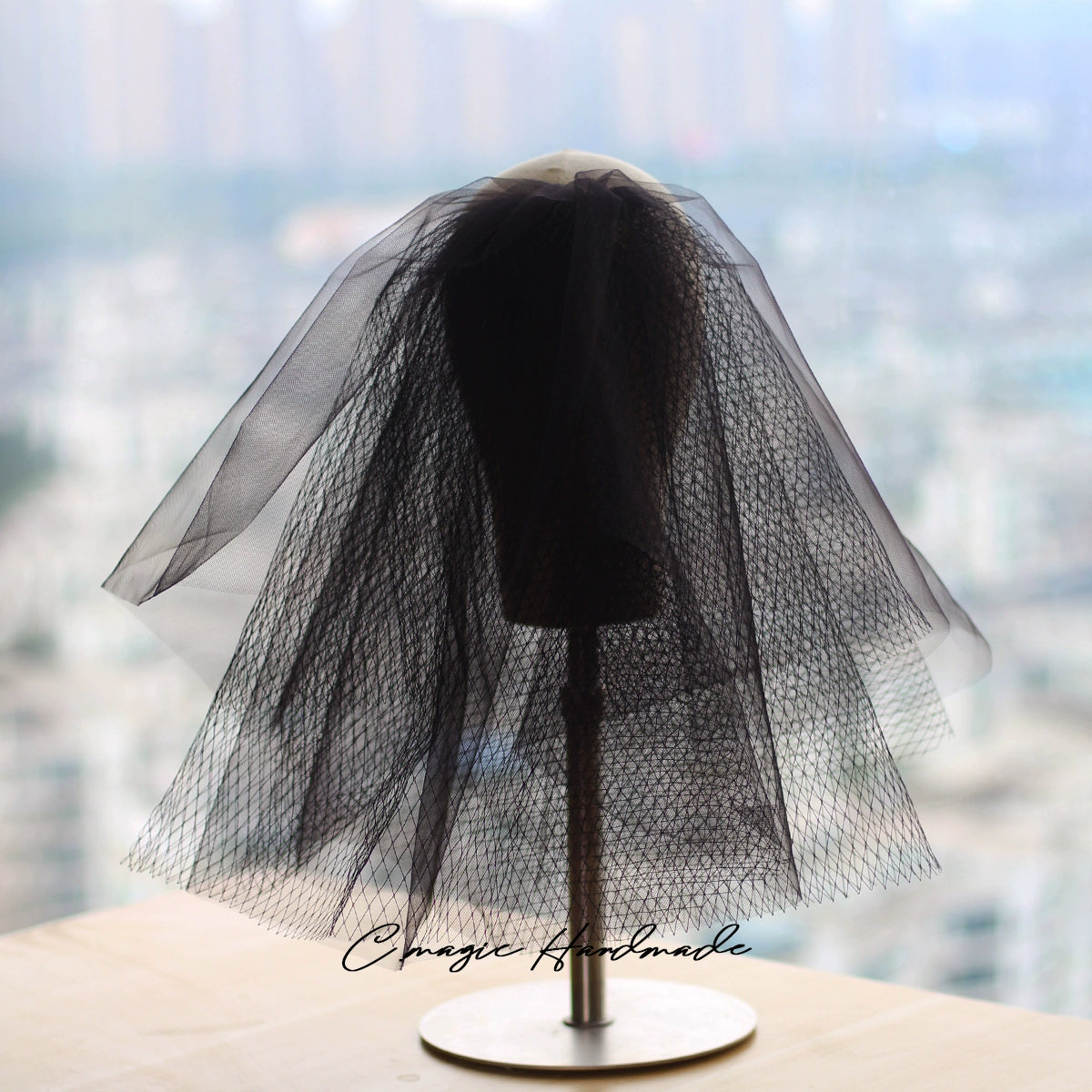 Roycebridal Gothic Wedding Accessories Retro Black Fluffy Veil Personality Gothic Style Multi-layered Mesh Bride