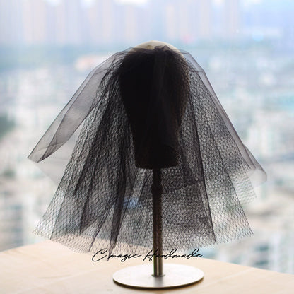 Roycebridal Gothic Wedding Accessories Retro Black Fluffy Veil Personality Gothic Style Multi-layered Mesh Bride