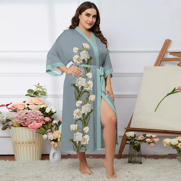 Roycebridal Home Service Suit Plus Size Robe Bathrobe Pajamas