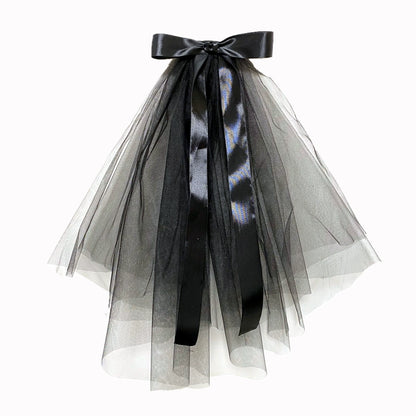 Roycebridal Gothic Wedding Accessories Black Bow Veil Retro Gothic