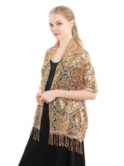 Roycebridal Jackets&Wraps Sequined Tassel Shawl Party Evening Dress Cheongsam Outer Shawl Bridesmaid Long Scarf