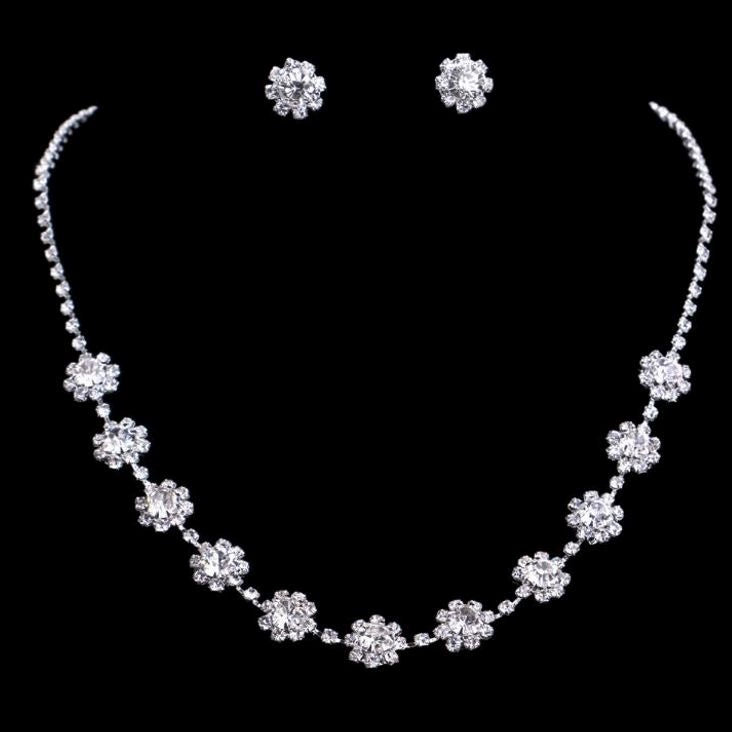 Roycebridal Simple Shiny Sunflower Necklace Earrings Set Women's Clothing Accessories Wedding Necklace