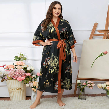 Roycebridal Home Service Suit Plus Size Robe Bathrobe Pajamas