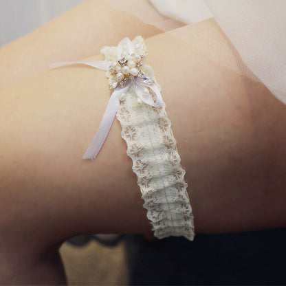 Roycebrial Wedding Garter Freshwater Pearl Alloy Garter