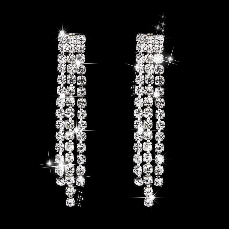 Roycebridal Dazzling Rhinestone Claw Chain Wrapped Necklace Earrings Wedding Set