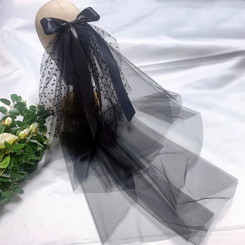 Roycebridal Gothic Wedding Accessories Retro Gothic New Black Bow Veil