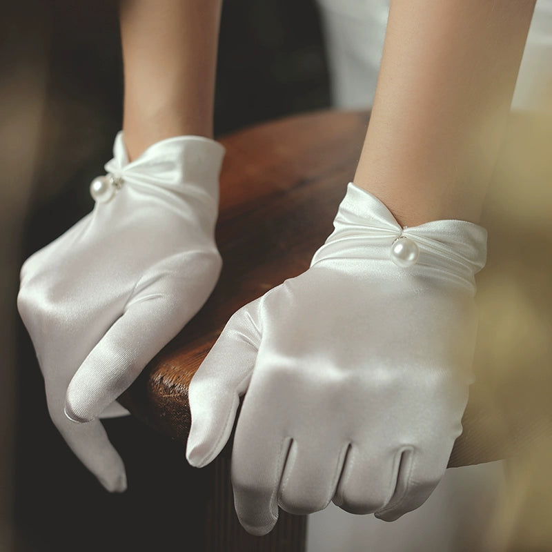 Roycebridal Satin Pearl Bridal Gloves