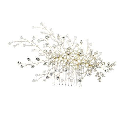 Roycebridal New Handmade Pearl Flower Bridal Hair Accessories Silver Diamond Wedding Dress Evening Dress Makeup Comb Accessories