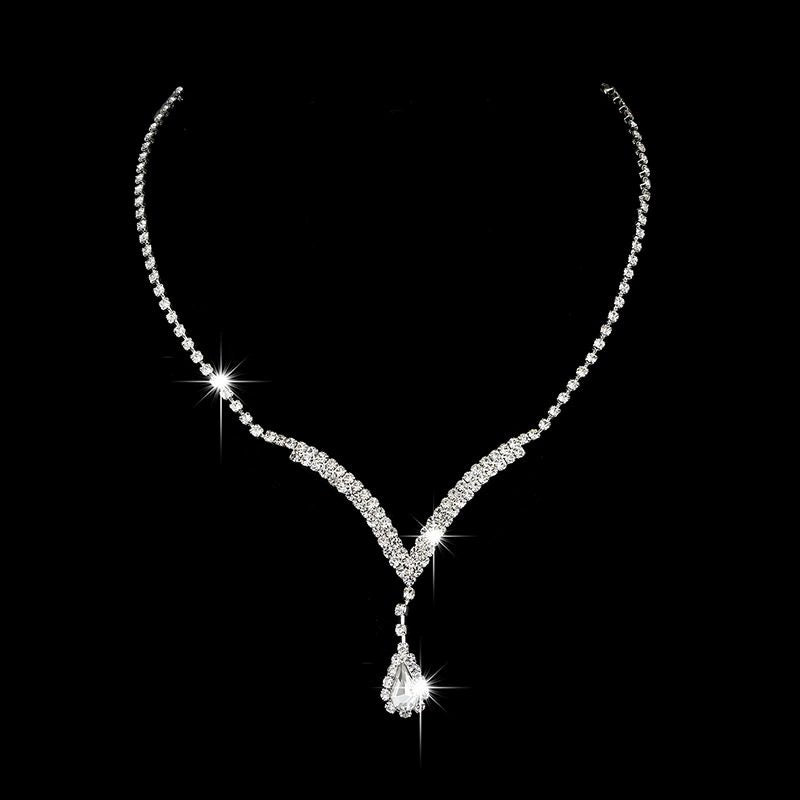 Roycebridal Bridal Jewelry Diamond Necklace Earrings Wedding Jewelry Set