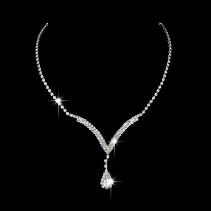 Roycebridal Bridal Jewelry Diamond Necklace Earrings Wedding Jewelry Set