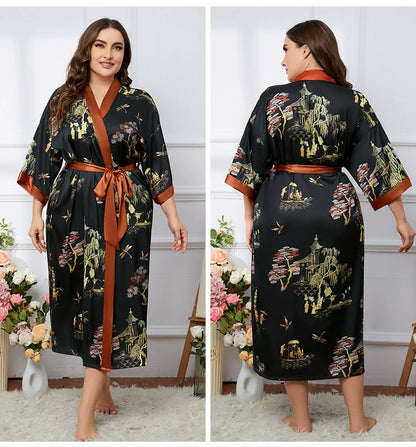 Roycebridal Home Service Suit Plus Size Robe Bathrobe Pajamas