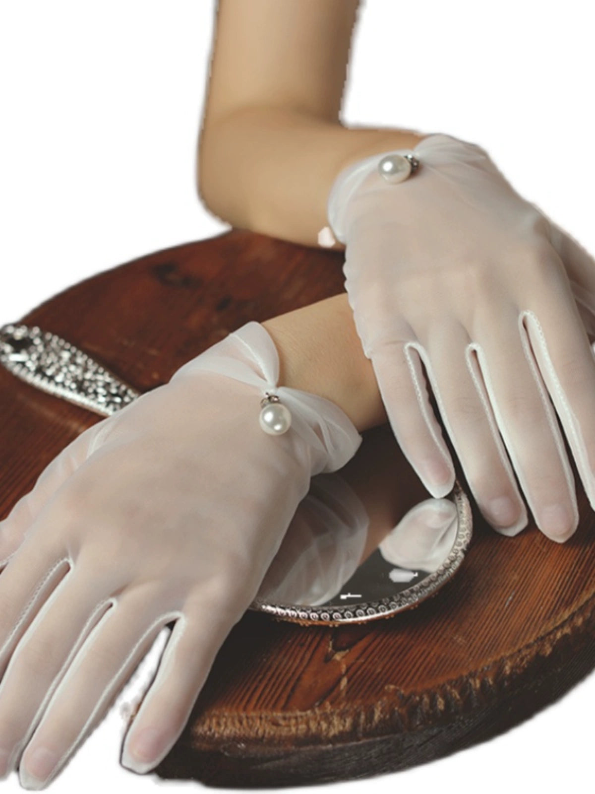 Roycebridal Satin Pearl Bridal Gloves