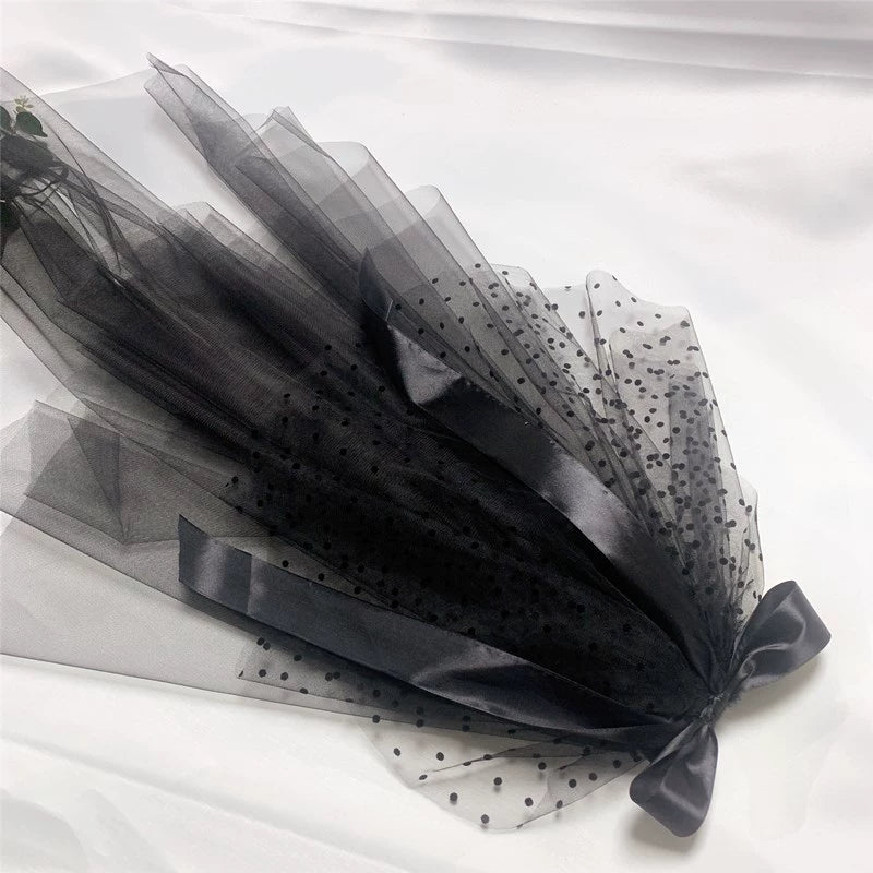 Roycebridal Gothic Wedding Accessories Retro Gothic New Black Bow Veil