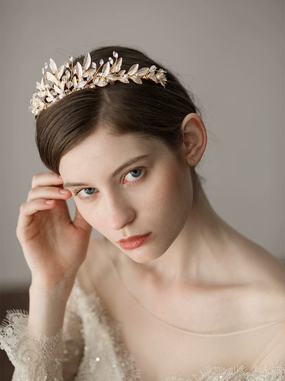 Roycebridal Forest Style Handmade Alloy Bridal Headdress European And American High-end Wedding Crown Shape With Makeup Photo Hair Accessories