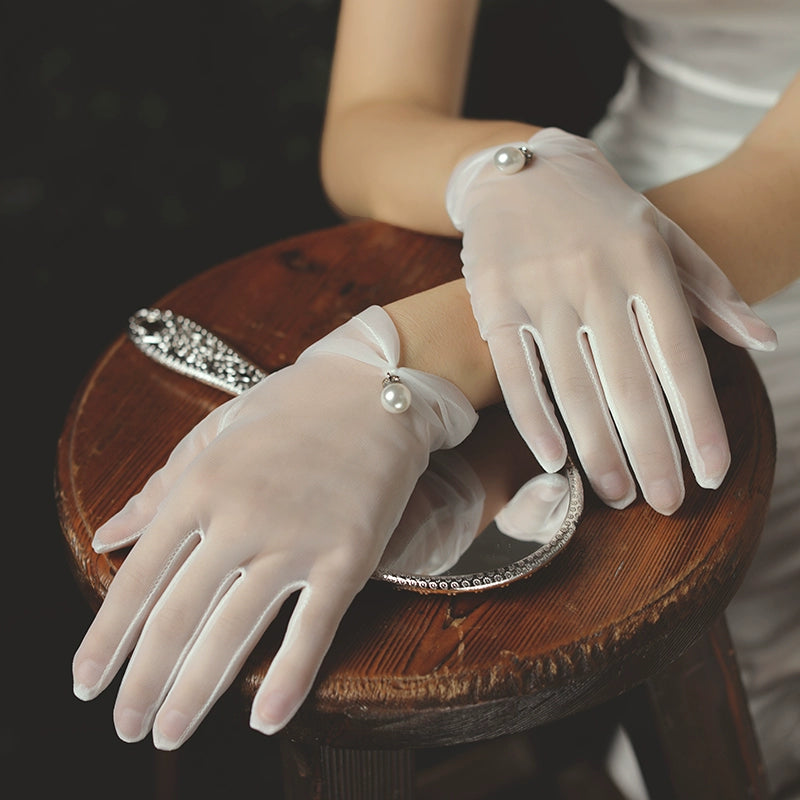 Roycebridal Satin Pearl Bridal Gloves