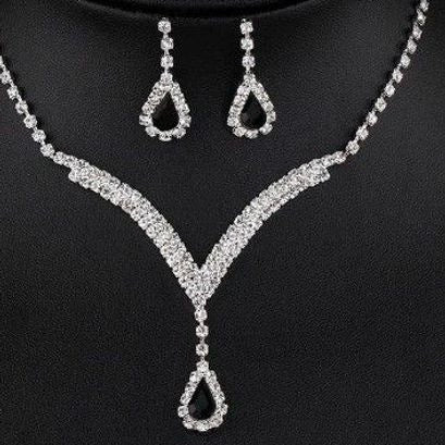 Roycebridal Bridal Jewelry Diamond Necklace Earrings Wedding Jewelry Set