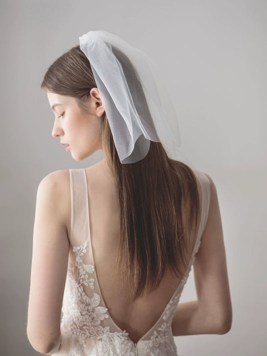 Roycebrial Simple White Short Double-layer Registration Bridal Veil Performance Party Face-covering Soft Yarn Headdress