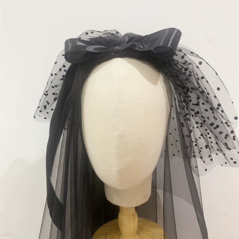 Roycebridal Gothic Wedding Accessories Retro Gothic New Black Bow Veil