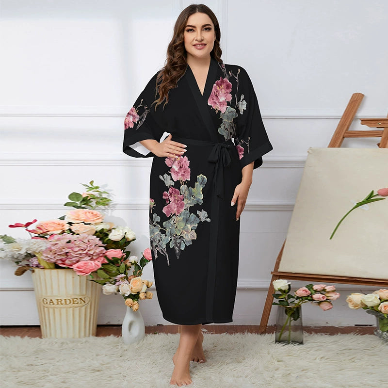 Roycebridal Home Service Suit Plus Size Robe Bathrobe Pajamas