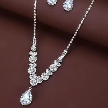 Roycebridal Full Diamond Rhinestone Necklace Set