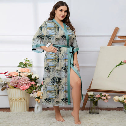 Roycebridal Home Service Suit Plus Size Robe Bathrobe Pajamas