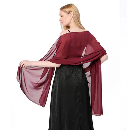 Roycebridal Jackets&Wraps Pure Color Chiffon Evening Shawl Bride Bridesmaid Wedding Dress With Cheongsam Party Scarf Female