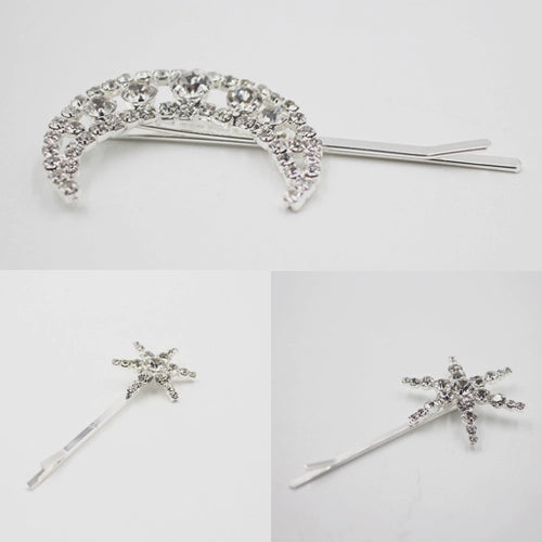 Roycebridal Exquisite Alloy Star Moon Versatile Combination Hairpin Simple Temperament Diamond Side Clip Single Clip Bridal Hair Accessories