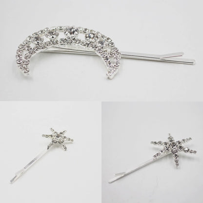 Roycebridal Exquisite Alloy Star Moon Versatile Combination Hairpin Simple Temperament Diamond Side Clip Single Clip Bridal Hair Accessories